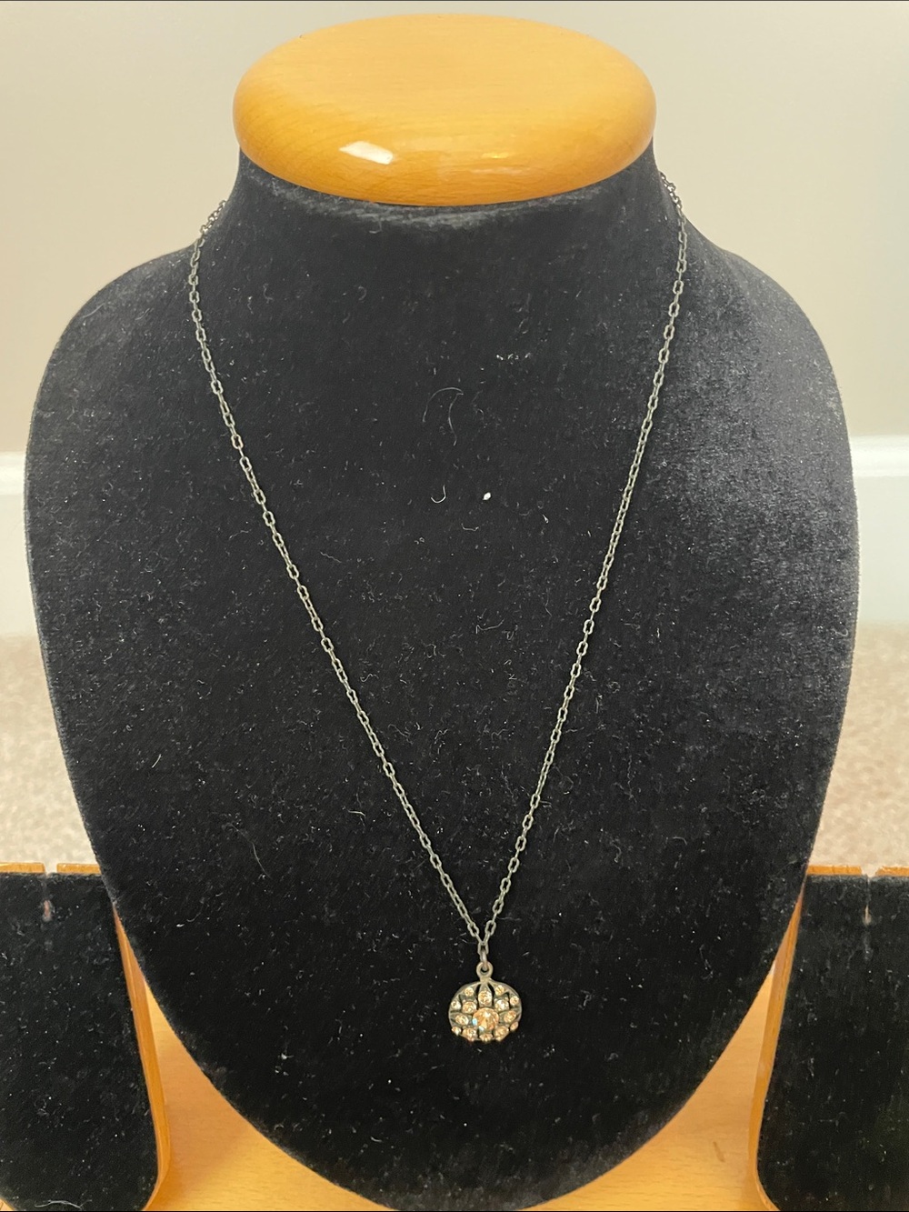 Bronze-tone Crystal Flower Pendant Necklace - Women Jewelry